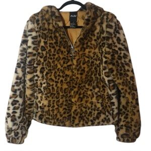 Faux animal print jacket. Size Medium with a hood.